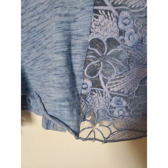 Kamana Lagenlook Burnout Embroidered Light Blue Tunic Blouse Dress, Size Medium - Picture 15 of 15